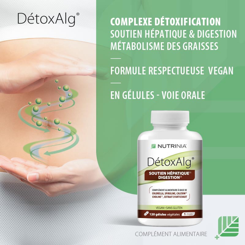 DétoxAlg - Cure détox, Soutien Hépatique, Digestion, Métabolisme des Graisses - 120 gélules