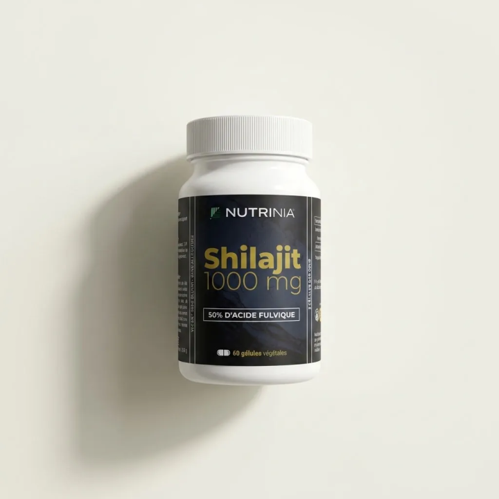 Gélules de Shilajit pur enrichies en acide fulvique Nutrinia pour la vitalité