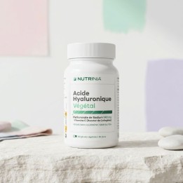 Acide Hyaluronique Naturel Vegan 340mg Nutrinia pour hydratation peau anti âge et articulations