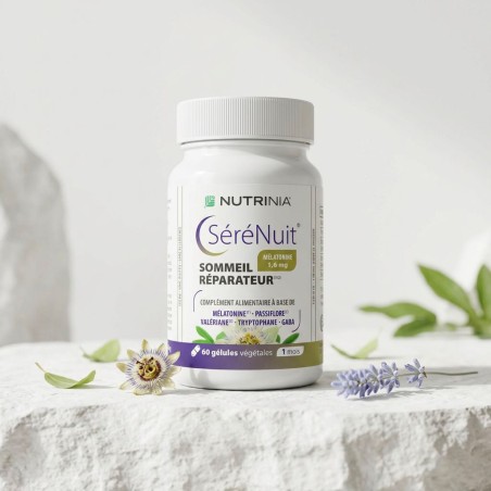 SéréNuit® — Endormissement & sommeil profond | Mélatonine + Passiflore + Valériane + GABA