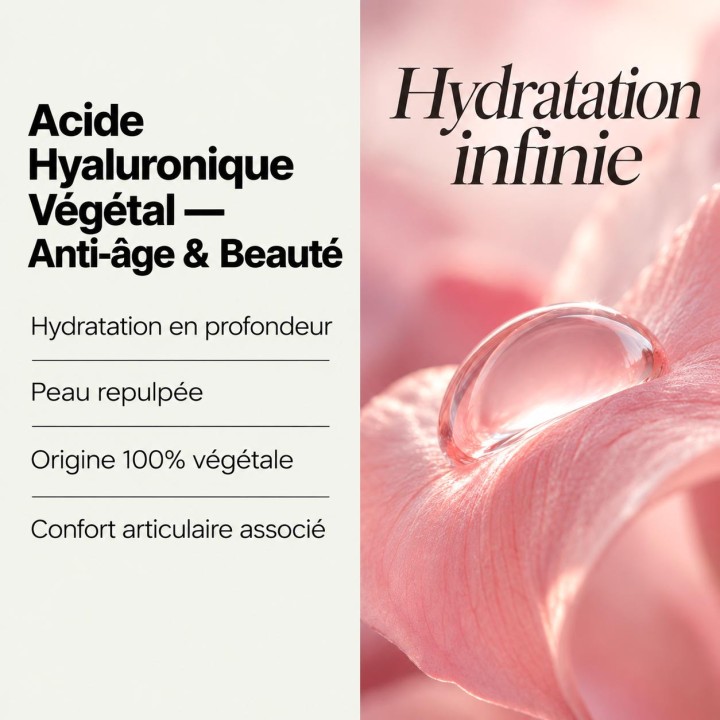 Points forts Acide Hyaluronique végétal vegan en gélules - Nutrinia