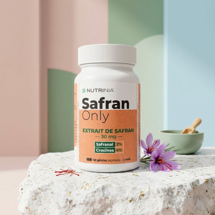 Safran Only Nutrinia - Extrait de Safran titré en Safranal - humeur et équilibre psychologique SPM