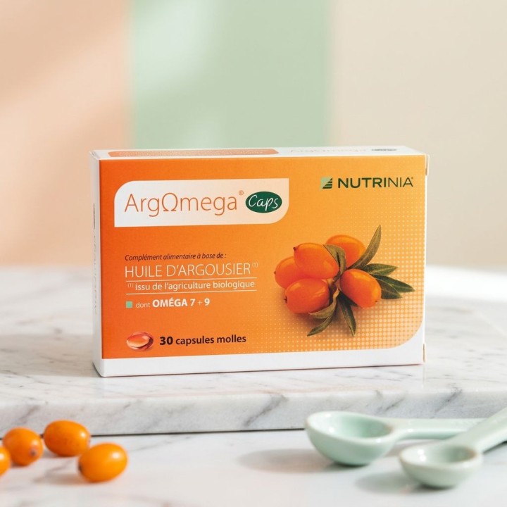 Huile d'Argousier ArgOmega® NUTRINIA 550 mg Oméga 7 et 9